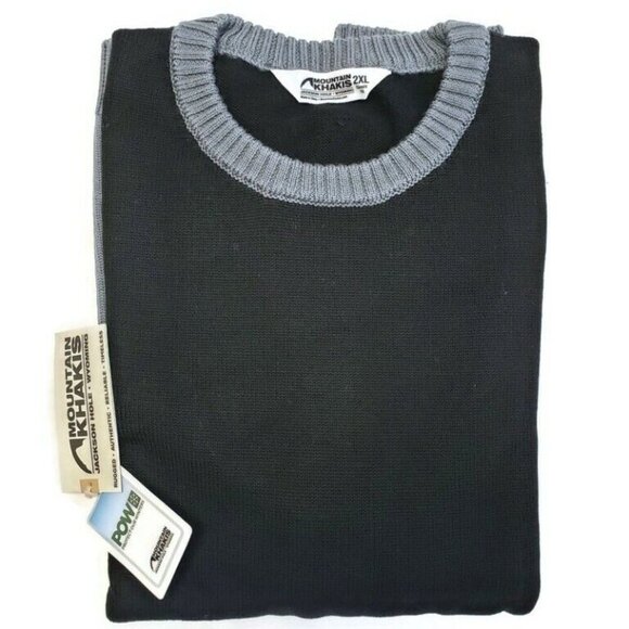 Mountain Khakis POW XVIII Knit Merino Wool Crew Sweater Mens Small Black - Picture 2 of 5